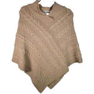 Aran Crafts Poncho Sweater Womens Small Medium Knit 100% Merino Wool Ireland